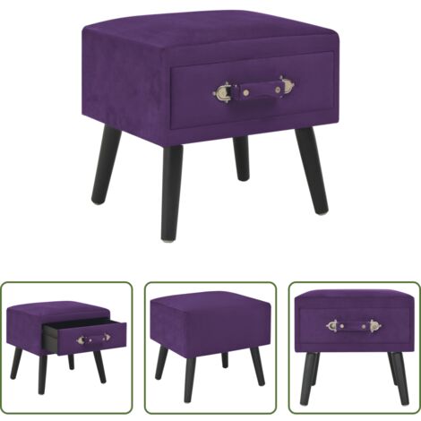 Mesita de noche morado -  Mesita de noche morado oscuro 40x35x40 cm terciopelo