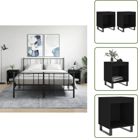 Mesita de noche negra - vidaXL Mesitas de noche 2 uds madera de ingeniería negro 40x35x50 cm - Mesita de noche con compartimento