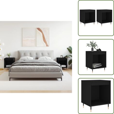 Mesita de noche negra - vidaXL Mesitas de noche 2 uds madera de ingeniería negro 40x35x50 cm - Mesita de noche con compartimento