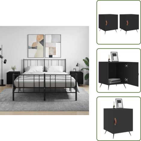 Mesita de noche negra - vidaXL Mesitas de noche 2 uds madera de ingeniería negro 40x40x50 cm - Mesita de noche con compartimento