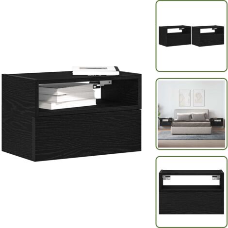 Mesita de noche negra - vidaXL Mesitas de noche de pared 2 unidades negra 45x26x28,5 cm - Mesita de noche de madera