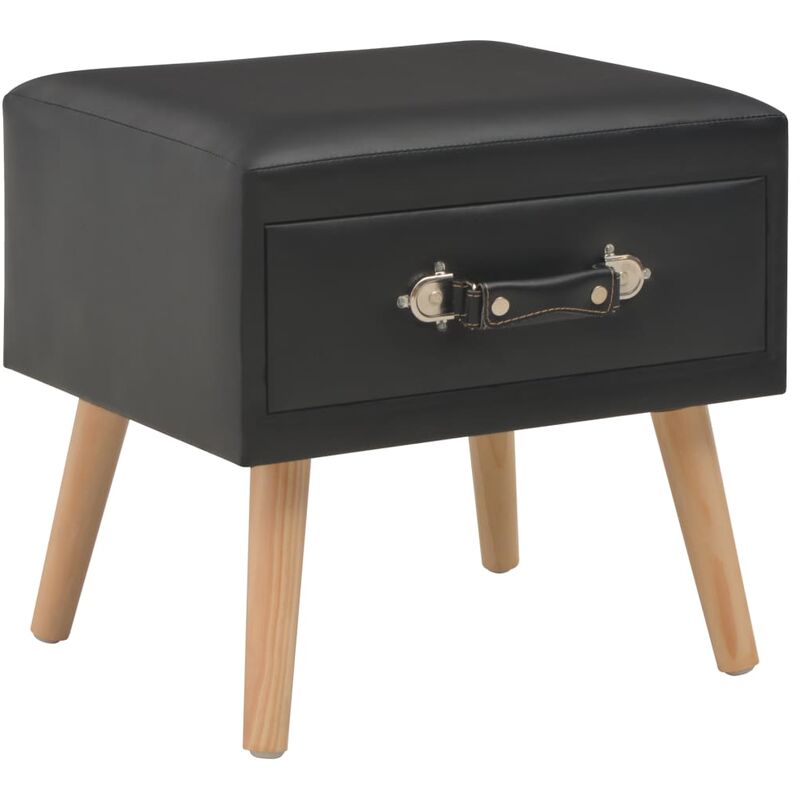 

Mesita de noche negro 40x35x40 cm cuero sintético - Negro