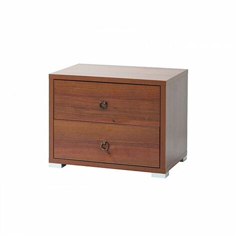 Mesita de noche Nogal Antiguo 2 cajones en madera de melamina 36x52xH 43