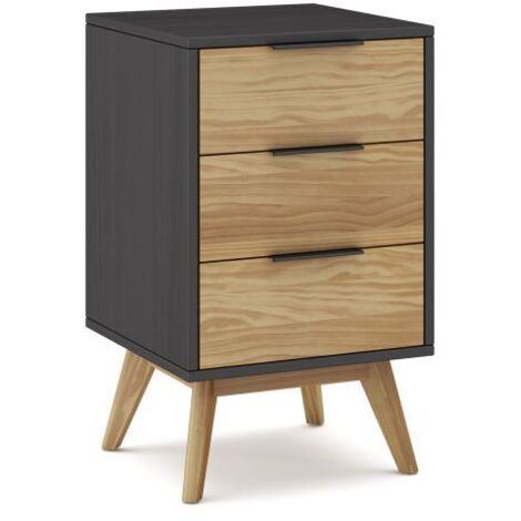 Mesita de noche Numa 3 cajones Gris Alpino - Oak (ancho) x 65,5cm (alto)