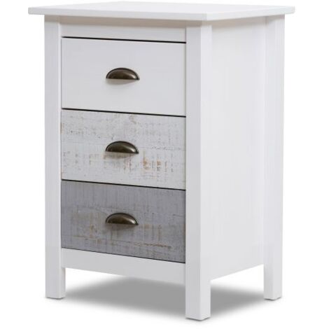 Mesita de noche Ocean 3 cajones Blanco - Vintage Colors (ancho) x 65cm (alto)