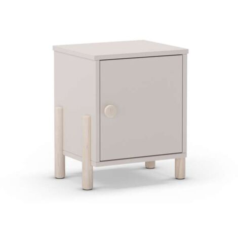 Mesita de noche para dormitorio Emma 1 puerta acabado crema/cera blanca, 39.4cm(ancho) 47cm(alto) 30cm (fondo)