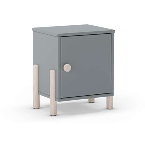 Mesita de noche para dormitorio Emma 1 puerta acabado verde kaki/cera blanca, 39.4cm(ancho) 47cm(alto) 30cm (fondo)