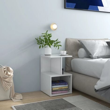 Mesita de noche para Dormitorio Mesa auxiliar color blanco 40x35x50 cm  ES45336A