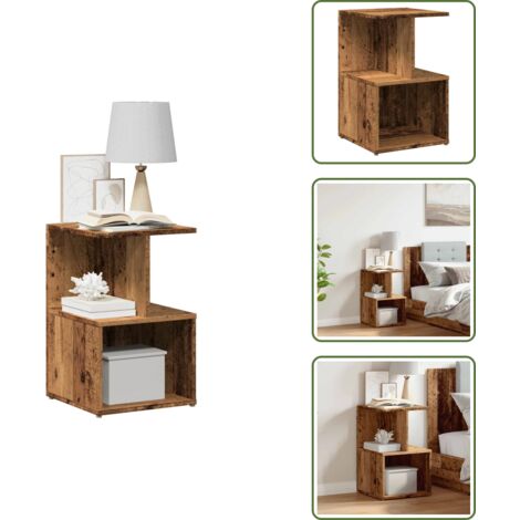 Mesita de noche para dormitorio - vidaXL Mesita de noche madera contrachapada madera vieja 35x35x55 cm - Mesita de noche para sala