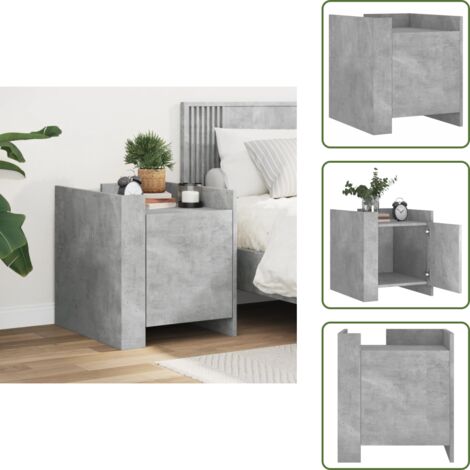 Mesita de noche para dormitorio - vidaXL Mesita de noche madera de ingeniería gris hormigón 45x50x50 cm - Mesita de noche para salón