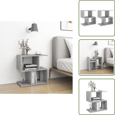 Mesita de noche para dormitorio - vidaXL Mesitas de noche 2 uds contrachapada gris hormigón 50x30x51,5cm - Mesita de noche con compartimentos