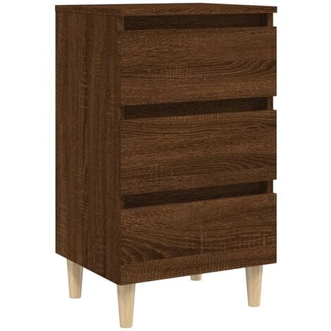 Mesita de noche patas madera maciza marrón roble 40x35x69 cm vidaXL