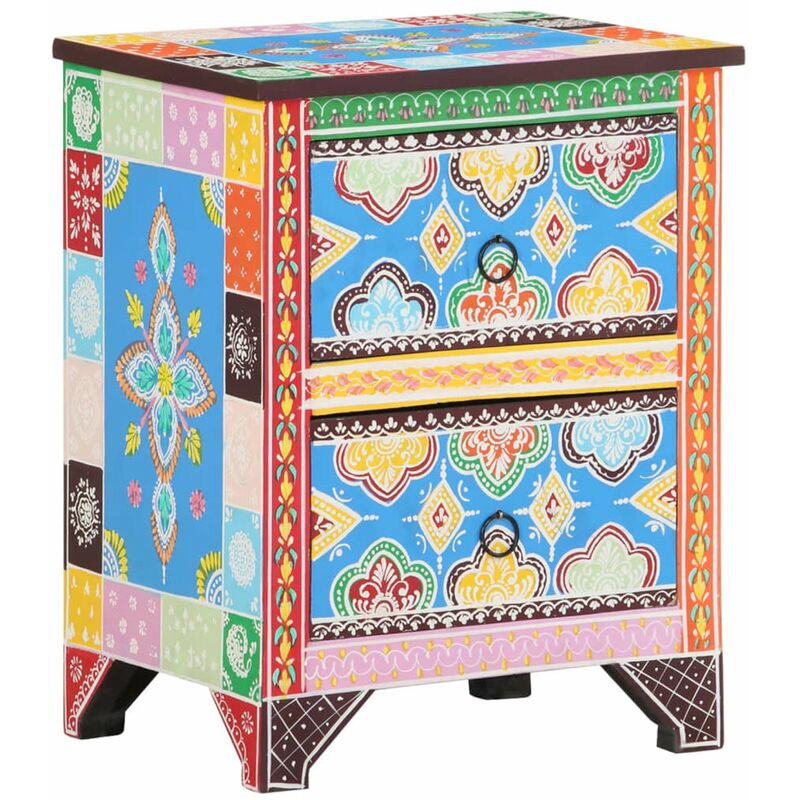

Mesita de noche pintada a mano madera maciza mango 40x30x50 cm