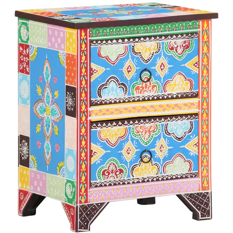 

Mesita de noche pintada a mano madera maciza mango 40x30x50 cm