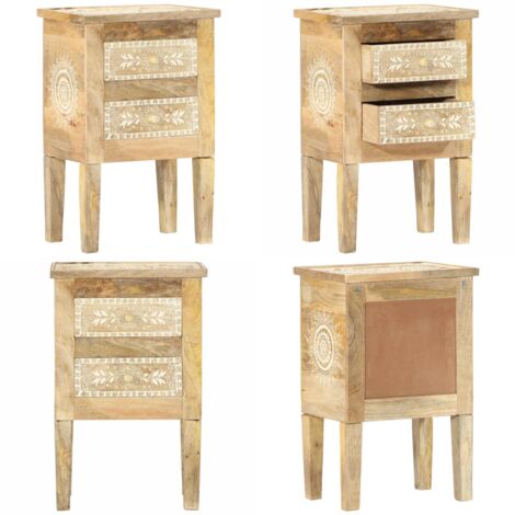 Mesita de noche pintada a mano madera maciza mango 40x30x60 cm - Madera maciza - Mesita de noche vintage