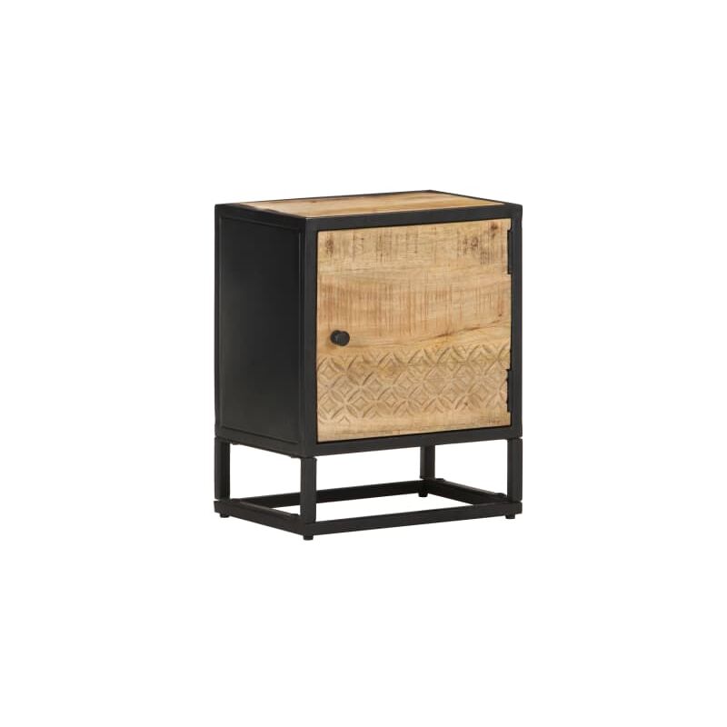 

Mesita de noche puerta tallada madera mango rugosa 40x30x50 cm