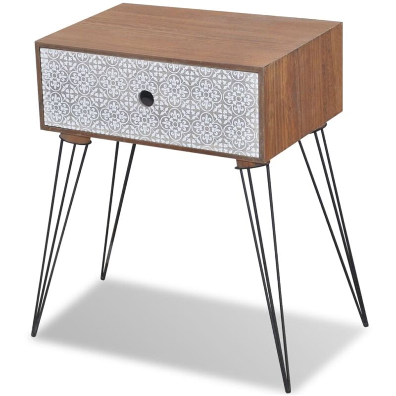 

vidaXL Mesita de Noche Rectangular con Cajón Marrón - Marrón