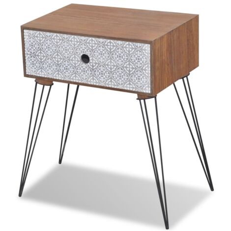 Mesita de noche rectangular con 1 cajón marrón