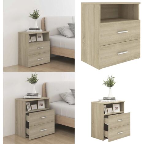 Mesita de noche roble Sonoma 50x32x60 cm - Mesita de noche roble - Mesita de noche escandinava