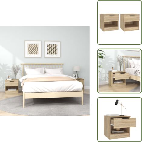 Mesita de noche roble - vidaXL Mesita de noche 2 uds madera contrachapada color roble Sonoma - Mesita de noche Sonoma