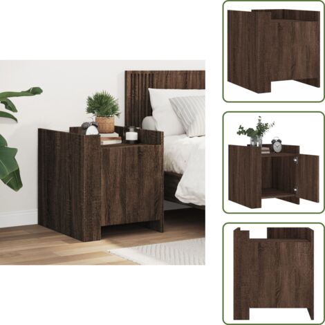 Mesita de noche roble - vidaXL Mesita de noche madera de ingeniería roble marrón 45x50x50 cm - Mesita de noche decorativa