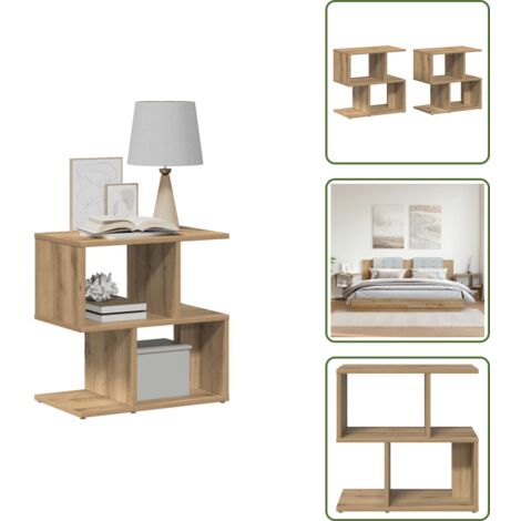 Mesita de noche roble - vidaXL Mesitas de noche 2 uds madera ingeniería roble 50x30x51,5 cm - Mesita de noche para dormitorio