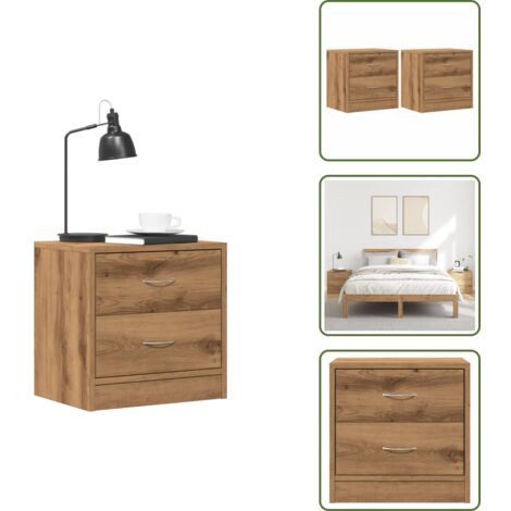 Mesita de noche roble - vidaXL Mesitas noche 2 uds madera ingeniería marrón roble 40x30x40 cm - Mesita de noche con cajones