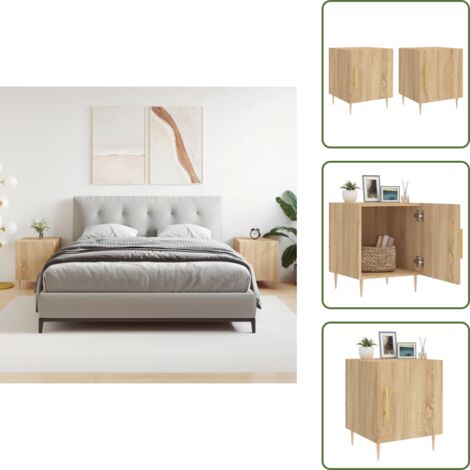 Mesita de noche roble - vidaXL Mesitas noche 2 uds madera ingeniería roble Sonoma 40x40x50 cm - Mesita de noche Sonoma