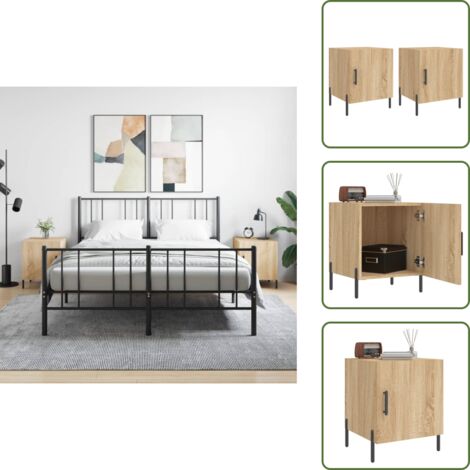 Mesita de noche roble - vidaXL Mesitas noche 2 uds madera ingeniería roble Sonoma 40x40x50 cm - Mesita de noche Sonoma
