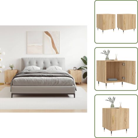 Mesita de noche roble - vidaXL Mesitas noche 2 uds madera ingeniería roble Sonoma 40x40x50 cm - Mesita de noche Sonoma