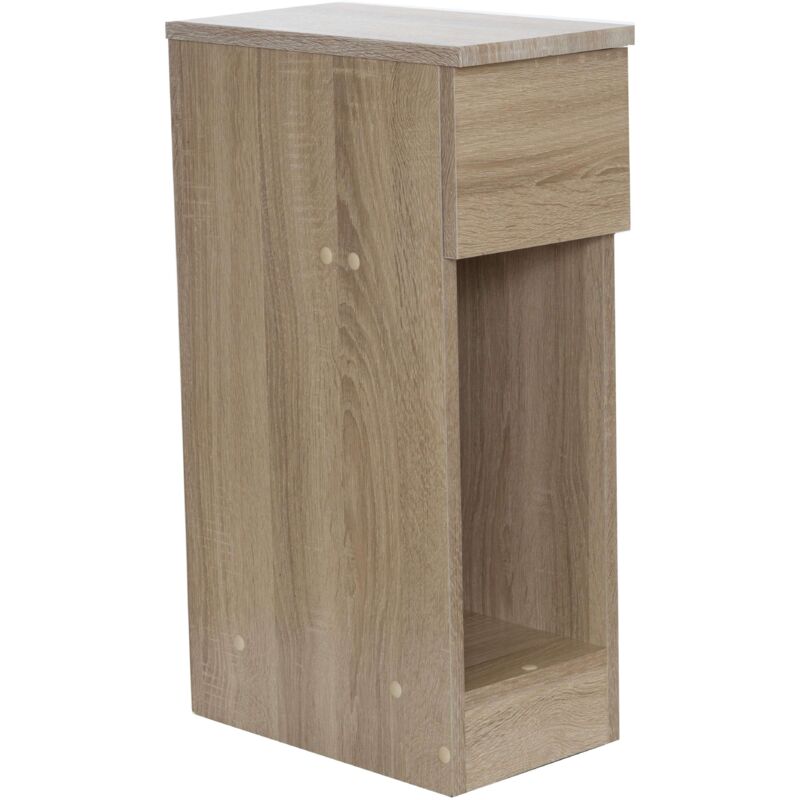 Table de Chevet Slim pour Chambre Style Naturel en Bois Clair 1 Tiroir et 1 Trou 60x35x20 cm