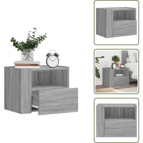 Mesita de noche Sonoma - vidaXL Mesita de noche de pared color gris Sonoma 45x30x35 cm - Mesita de noche de pared