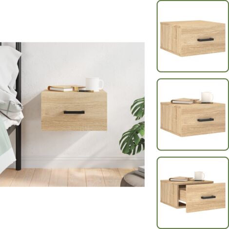 Mesita de noche Sonoma - vidaXL Mesita de noche de pared color roble Sonoma 35x35x20 cm - Mesita de noche roble