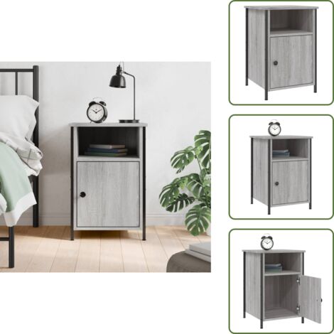Mesita de noche Sonoma - vidaXL Mesita de noche madera contrachapada gris Sonoma 40x42x60 cm - Almacenamiento