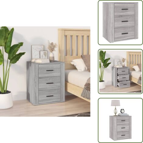 Mesita de noche Sonoma - vidaXL Mesita de noche madera contrachapada gris Sonoma 50x36x60 cm -