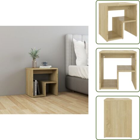 Mesita de noche Sonoma - vidaXL Mesita de noche madera contrachapada roble Sonoma 40x30x40 cm - Mesita de noche con estante