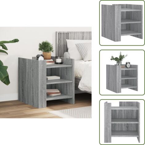 Mesita de noche Sonoma - vidaXL Mesita de noche madera de ingeniería gris Sonoma 45x50x50 cm - Mesita de noche para dormitorio