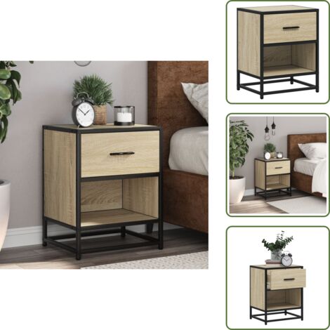 Mesita de noche Sonoma - vidaXL Mesita de noche madera de ingeniería roble Sonoma 40x31x50 cm - Mesita de noche con cajón