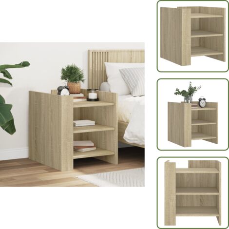 Mesita de noche Sonoma - vidaXL Mesita de noche madera de ingeniería roble Sonoma 45x50x50 cm - Mesita de noche para dormitorio