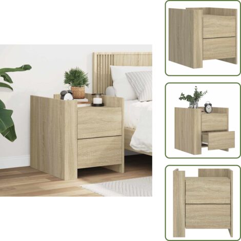 Mesita de noche Sonoma - vidaXL Mesita de noche madera de ingeniería roble Sonoma 45x50x50 cm - Mesita de noche para dormitorio
