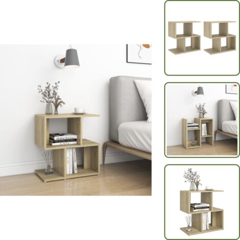 Mesita de noche Sonoma - vidaXL Mesitas de noche 2 uds contrachapada roble Sonoma 50x30x51,5cm - Mesita de noche para dormitorio