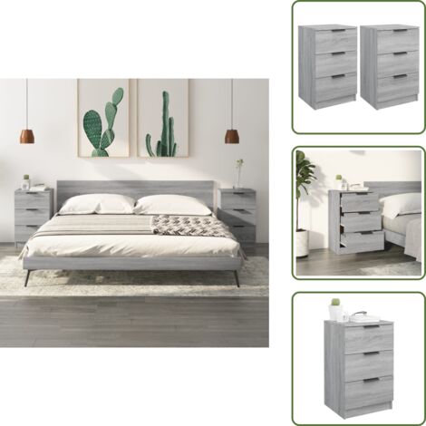 Mesita de noche Sonoma - vidaXL Mesitas de noche 2 unidades color gris Sonoma 40x36x65 cm - Mesita de noche de madera