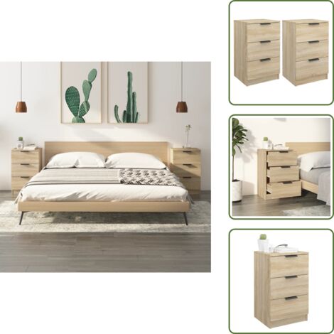 Mesita de noche Sonoma - vidaXL Mesitas de noche 2 unidades color roble Sonoma 40x36x65 cm - Mesita de noche de madera