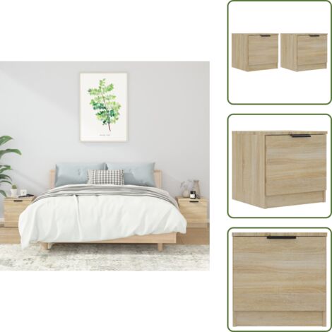 Mesita de noche Sonoma - vidaXL Mesitas de noche 2 unidades color roble Sonoma 40x39x40 cm - Mesita de noche con almacenamiento
