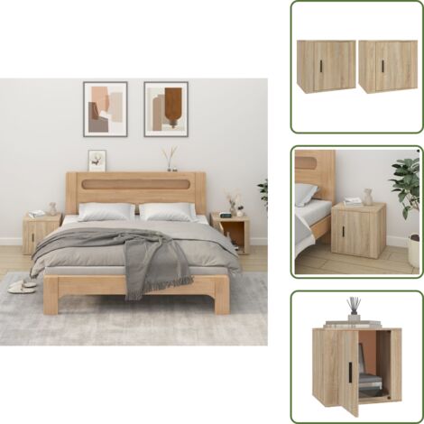 Mesita de noche Sonoma - vidaXL Mesitas de noche 2 unidades color roble Sonoma 50x39x47 cm -
