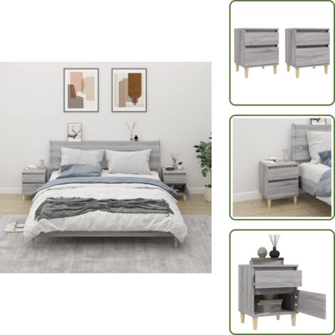 Mesita de noche Sonoma - vidaXL Mesitas de noche 2 unidades gris Sonoma 40x35x50 cm - Mesita de noche de madera
