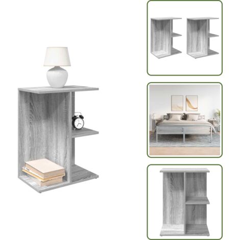 Mesita de noche Sonoma - vidaXL Mesitas noche 2 uds madera ingeniería gris Sonoma 46,5x29x61 cm - Mesita de noche con compartimentos