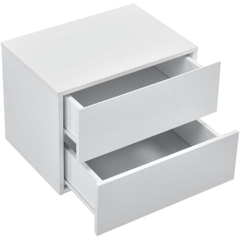 Mesita de noche suspendida con 2 cajones blanco 030000820