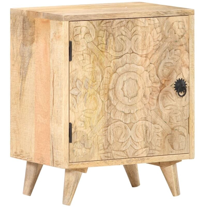 

Vidaxl - Mesita de noche tallada de madera maciza de mango 40x30x50 cm - Marrón