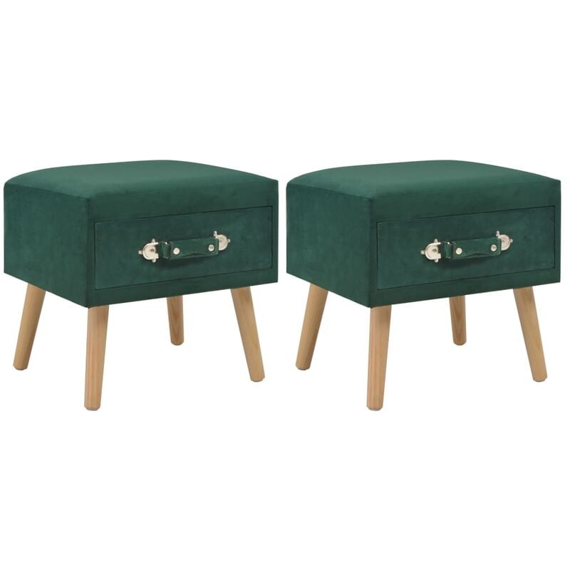 

vidaXL Mesita de Noche 40x35x40 cm Terciopelo Verde 2 Unidades - Verde